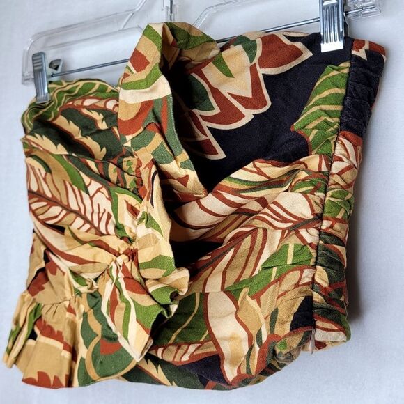 Zara 2Pc Multicolor Floral Ruffle Linen Blend Skirt Set Size Medium - Picture 12 of 16